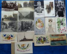 Postcards, a mixed topographical and subject selection of 17 cards, RPs include Wishing Gate Bexley,