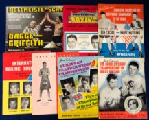 Boxing programmes, selection of seven programmes, Jean Sneyers, Belgium v Sammy McCarthy, GB,