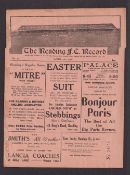 Football programme, Reading v Preston North End, 9 Apr 1928, Division 2 (pin holes to edges and sl