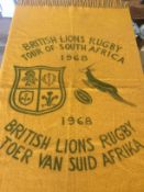 British Lions, a large yellow and green wool blanket (wall) hanging from The British Lions Tour to