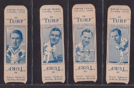 Cigarette cards, Carreras Turf, Uncut Slides, Singles Famous Cricketers (set 50 cards) (gd)