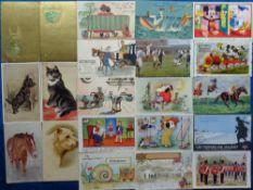 Postcards, a mixed subject collection of approx. 41 cards, inc. military (2), animals, dog, cat (