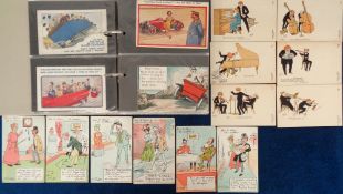 Postcards, Comic, a modern album with approx. 158 cards inc. sets of 6 by Harry Parlett, ASC and