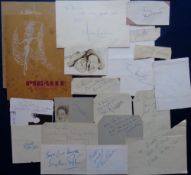 Entertainment, a collection of 35+ signed menus, menu clippings and a few other items, most from the