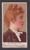 Cigarette card, Ogden's, Actresses ('No Glycerine', Brown front), type card, Miss Gertrude Wilson (