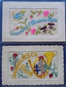 Postcards, Silks, a pair of rare First World War French Regimental cards for the 18th Alpine