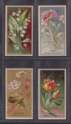 Cigarette cards, USA, Goodwin's, Flowers, four cards, Lily of the Valley, Pinks, Snowball & Tulip (