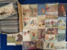Postcards, a mixed age collection of over 400 mainly subject cards, with good comic (Bert Thomas,