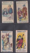 Trade cards, Barratt's, four cards, Proverbs (2), After The Feasting Comes the Reckoning (ink mark