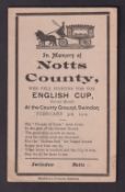 Football postcard, Swindon v Notts County FA Cup 3 Feb 1912, 'In Memorium' card in memory of Notts