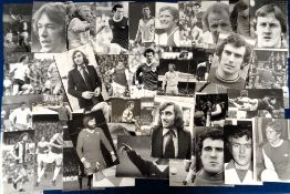 Football press photographs, a collection of 80+ black & white press photos, 1970's, all showing