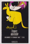 Rugby Union programme, France v Australia 11 Feb 1967 (sl marks, gen gd) (1)