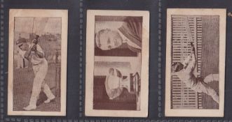 Trade cards, Allen's (Australia) Bradman's Records, series I brown fronts, 3 cards numbers 17 (in