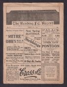 Football programme, Reading v Grimsby Town 9 Mar 1929, Division 2, large fold-out programme (some sl