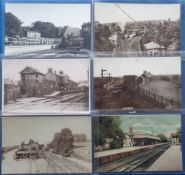 Postcards, Railway Stations, a selection of 6 cards of station interior views, inc. RPs of Smeeth
