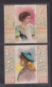 Cigarette cards, USA, Duke's Beauties (Actresses) Folders N96, 9 cards; Duke in blue (6), Handbook