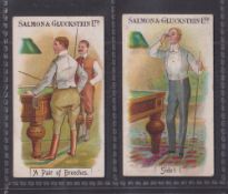 Cigarette cards, Salmon & Gluckstein, Billiard Terms (large numerals), 2 cards nos 3 & 4 (just gd)