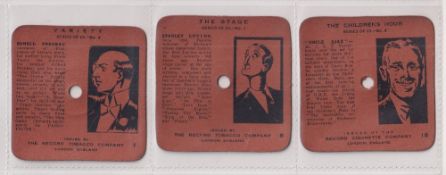 Cigarette cards, Record Cigarette & Tobacco Co, 3 cards, Variety no 4 Frankau, & The Stage no 1