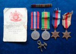Militaria, Medals, WW2 4 original medals to comprise War Medal, Defence Medal, 39-45 Star and Africa