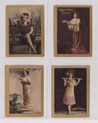 Cigarette cards, Spain, Tosca Cigarettes, Beautiful Women, 'M' size (Gold border), four cards,