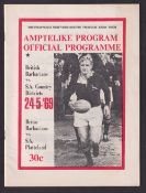 Rugby Union programme, South African County Districts v The British Barbarians 24 May 1969 (gd)