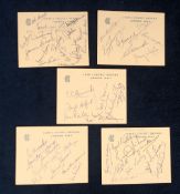 Cricket autographs, 5 Lord's Cricket Ground, 1960's card compliment slips, each with multiple