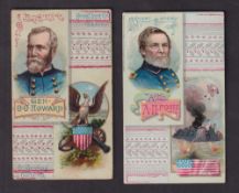 Cigarette cards, USA, Duke's, Histories of Generals, 'X' size two cards, Adm'l. A.H. Foote & Gen.