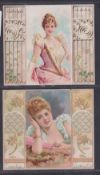 Cigarette cards, USA, Duke's Beauties (Actresses) Folders N96, 8 cards; Duke in green, Handbook