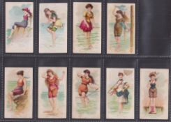 Cigarette cards, USA, Kimball, Fancy Bathers, 9 cards, Nantucket, Marthas Vineyard, Dinard, Greve