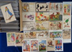 Postcards, a mixed age collection of over 400 cards, inc. Gruss Aus Kiao Tohau, comic (anti