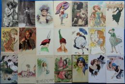 Postcards, Glamour, inc. Art nouveau, French Theatre Actresses, Meschini Hand-paint, Leonnec Golf,