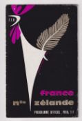 Rugby Union programme, France v New Zealand, 1964, (some light creasing and pin-holes to cover