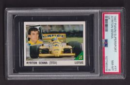 Trade Sticker, Panini Supersport type card no.31 Ayrton Senna Formula 1, professionally graded PSA8