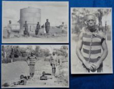 Postcards, Congo, three rare cards of Prisoners in Chains in the Congo, RP by Gabriel, (vg)