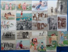 Postcards, Bathing, inc. Chromos, ub, Embossed, Bathing Costumes, Beach Chairs, RP etc., (gd/vg) (