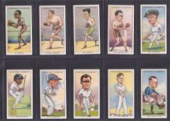 Cigarette cards. Churchman Sporting Celebrities (set 50 cards) including Walter Hagen Donald Bradman