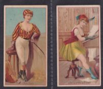 Cigarette cards, USA, Cameron & Cameron, Occupations for Women, two cards, Jockey & Journalist (