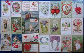 Postcards, Valentines approx. 200 cards to include comic, floral, ribbons, glitter, cupids,