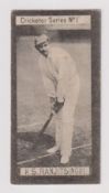 Cigarette card, Clarke's, Cricketers Series, type card, no 1, K.S. Ranjitsinhji (gd) (1)