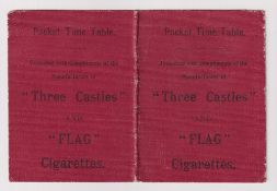 Tobacco issue, Will's, a small fold-out Pocket Timetable booklet with train details between