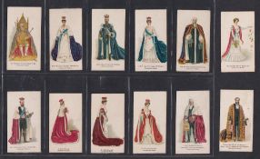 Cigarette cards, 3 sets, Royalty related L&B Coronation Robes (fair/gd), Carreras Kings & Queens