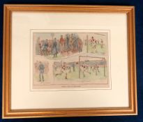 Football engraving, 'North v South at Sunderland', original, Victorian, framed & glazed, artist
