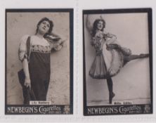 Cigarette cards, Newbegin, Actors & Actresses, two cards, Mdlle. Editha & Lily Hanbury (gd/vg) (2)