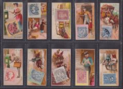 Cigarette cards, USA, Duke's, Postage Stamps, 10 cards, 'By the Way', 'Country Post Office', 'Fast