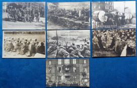 Postcards, Berlin Uprising, RP, inc. Artillery, Barricades, Troops, Funeral, 1919, (gd/vg) (7)