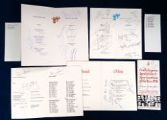 Sporting autographs, Daily Express Sportsman of the Year, five signed menu cards, 23 November