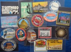 Ephemera, Luggage Labels, a collection of 17 large labels dating from the 1920s to early 1930s to