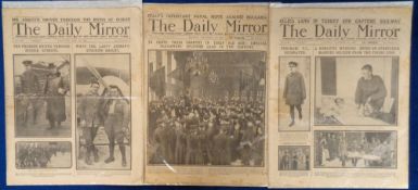 Ephemera, WW1, 103 issues of The Daily Mirror 1914-16. Articles on Edith Cavell, the Dublin Riots (