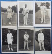 Postcards, Tennis, 6 RPs of tennis players at Wimbledon all published by Trim inc. H.E Vines, J.H