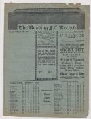 Football programme, Reading Res v Arsenal Res 6 Mar 1937, London Combination, (some edge tears